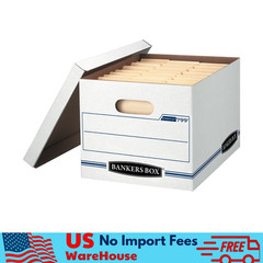 Bankers Box Basic Duty Letter/Legal Storage Box with Lids, White Color, 10 Pack