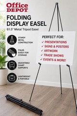 Office Depot Metal Display Easel 61.5 Folding Tripod Presentation Sign Stand NEW
