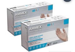 200 Exam Gloves 2 Boxes AMMEX Professional Vinyl Latex & Powder Free Size Large