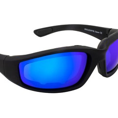 Birdz Eyewear Oriole Padded Riding Sunglasses Gloss Black Frames Blue Lenses