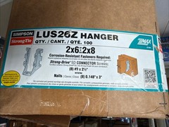 QTY. 100 Simpson Strong-Tie Joist Hanger No LUS262Z Full Case 2”x6” or 2”x8”
