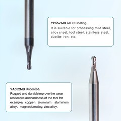 1PCS Solid Carbide Micro Ball End Mill R0.15-R0.95 CNC Engraving HRC60 Coated