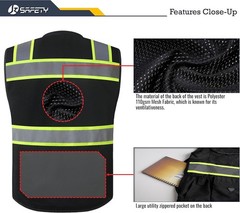 Hi-Vis Unisex Surveyor Safety Vest Heavy Duty PPE Inner Pockets ANSI/ISEA Com…
