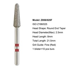 Dental Diamond Burs Zirconia Cutter FG Football Ball Round End Taper Cylinder
