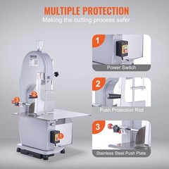 VEVOR 1500W Commercial Electric Meat Bandsaw Stainless Steel Bone Sawing Machine