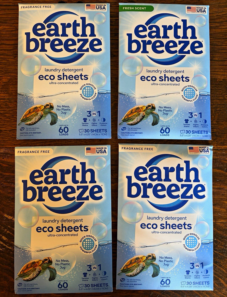 Earth Breeze Eco Sheets Detergent Sheets Fragrance Free 30/60 Loads