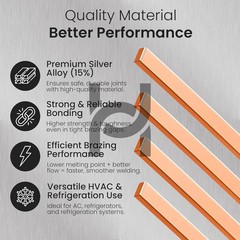 15% Silver Brazing Rods BCuP-5 For HVAC Industrial Welding 10Pcs