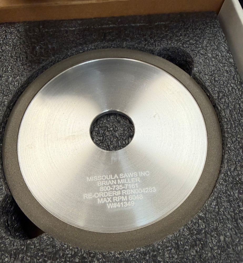 Missoula Saw 6 X 0.250 X 1.250 Grinding Wheel B150 C75 BA20 0.063 AL