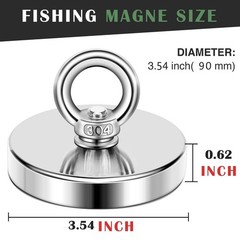 Fishing Magnets with Countersunk Hole 3.55 inch 1000LBS Force