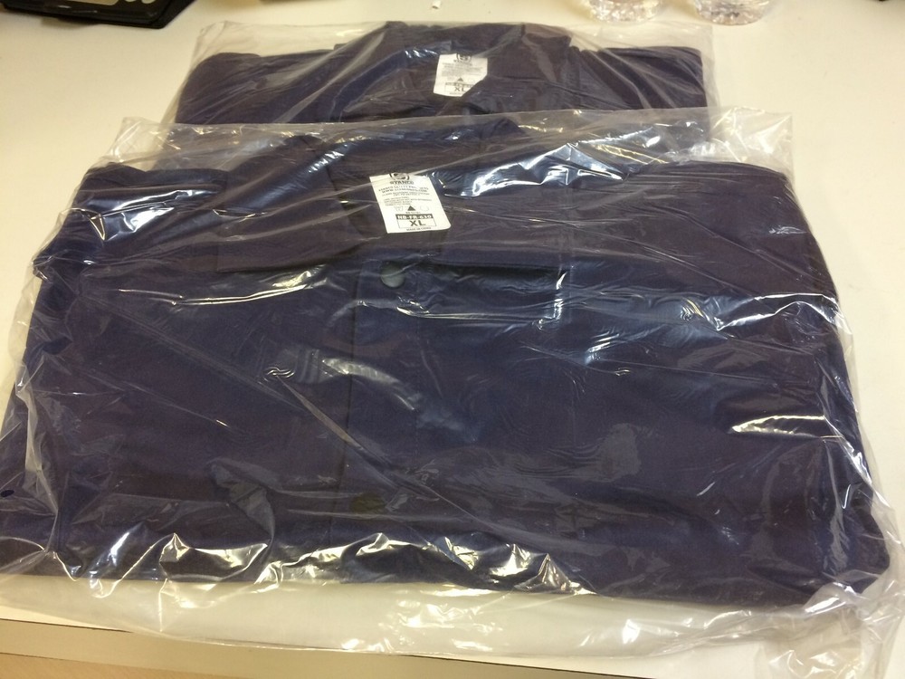 Lot of 2 Stanco Safety Flame Resistant Welding Jackets XL Navy Blue Cotton