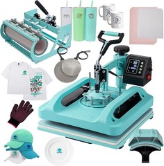 5 in 1 Heat Press Machine 15 x 15 in Sublimation Printer Transfer T-Shirt Mug