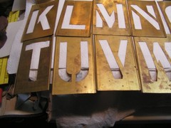Vintage CH Hanson 45 Brass Stencils 4” Letters Numbers +Punctuation with OLD Box