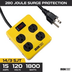 4 Outlet Surge Protector With A Built In Circuit Breaker And A 4ft Lead