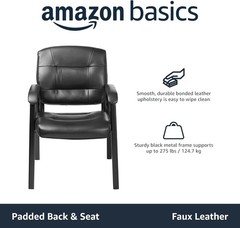 Sleek Faux Leather Office Chair with Solid Back & Armrests – Perfect for Guests