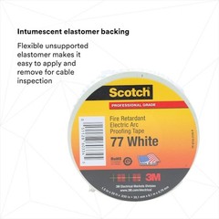3M 77White-1-1/2X20ft Electricaltape, White, 6-5/8Ydl, 1-1/2Inw