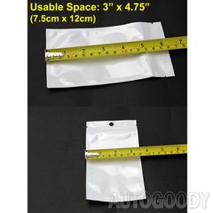 100 Zip Zipper Lock Bags Clear Plastic White Back 3.5″ x 6.25″ Seal Reclosable