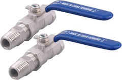 Stainless Steel 1/4 Inch Ball Valve NPT Male Hex Nipple Water Oil Gas X2