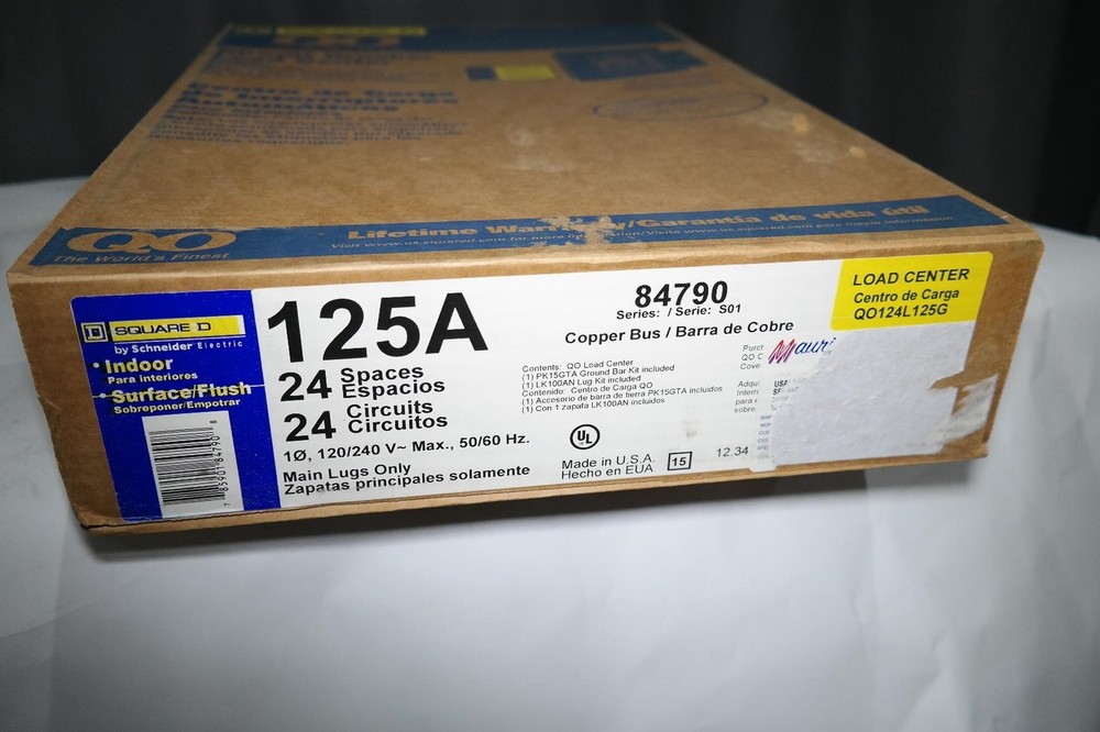 -=NEW-SQUARE D QO124L125G 1PHASE 125A 24 CIRCUIT BREAKER LOAD CENTER CONVERTIBLE
