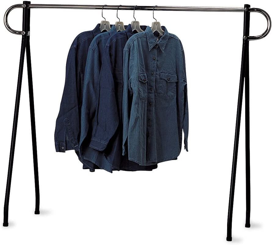 Clothing Rack Black & Chrome Single Rail Retail Storage Garment Salesman 48 x 60