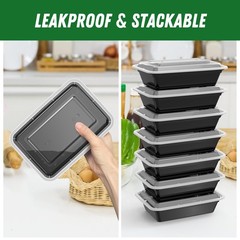 Dealusy 50 Pack (100-Piece) 38 oz Meal Prep Containers Reusable 38 oz, Black