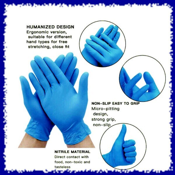 100 4mil NITRILE Disposable Blue Medical Exam Gloves Latex Powder Free S M L XL