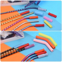 8pcs Silicone Straw Tips for 1/2 Inch(12mm) OD Stainless Steel Straws, Orange