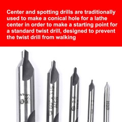 5-Piece HSS Center Drill Bits Set #1-#5, 60° Angle for Lathe & Metalworking