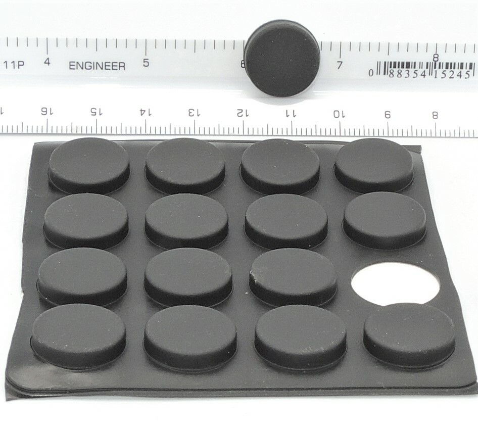 Lot of 16 per Sheet 3/4″ x 3/16″ Rubber Bumper Feet 3M Adhesive Backing