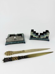 Luxury Hand Painted Desk Set–Post-it Note Holder, Business Card Holder 2 Opener