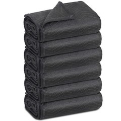 6 Pack Moving Blankets 80″ x 72″ Pro Economy Black Shipping Furniture Pads