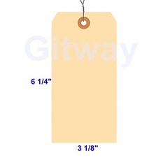 1000 of 6 1/4″ x 3 1/8″ Size 8 Manilla Shipping Hang Tag Tags with Wire 13 Pt