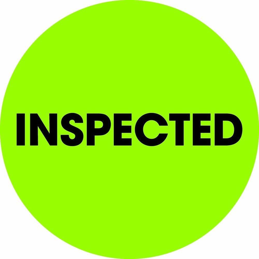 Tape Logic 2′ Circle Label, ‘Inspected’, Fluorescent Green, Roll of 500 Stick…