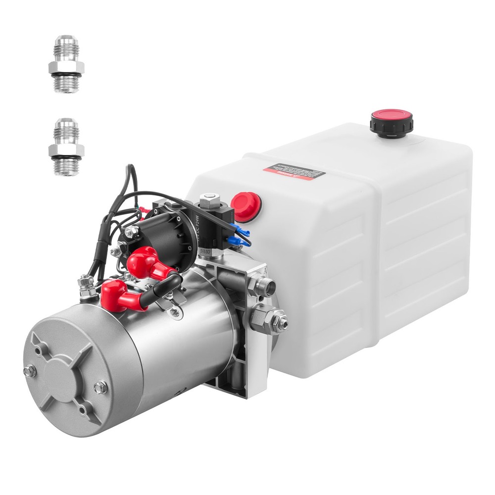 Uimoso 6 Quart Double Solenoid Hydraulic Pump Dump Trailer Power Pack DC 12V