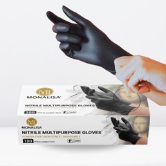 MONALISA™ Black Disposable Nitrile Gloves Industrial Powder Free 5mil M L XL