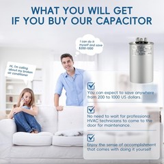 AC Capacitor 45+5 uF 45/5 MFD ±6% 370V/440VAC CBB65 Dual Run Circular Start C…