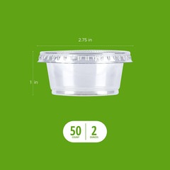 Disposable Plastic To-Go Cups and Lids, Mini, 2oz, 50 Count