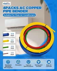 4PCS Copper Tube Bender Kit, 4M(13Ft) X 1/4″ 3/8″ 1/2″ 5/8″ HVAC Pipe Bending Sp