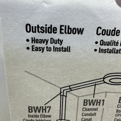 Legrand BWH8 Wiremold Metal Raceway 90-Degree Outside Elbow White Wire mold Brac