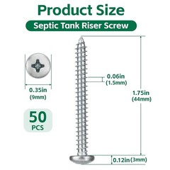 50Pcs Sheet Metal Screw, Septic Tank Riser Screw for Tuf-Tite Risers and Lids…