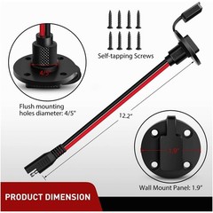 2x SAE Power Socket Sidewall Port Quick Connect Solar Panel Mount Connector 30cm