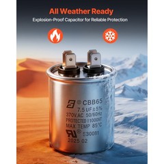 Uimoso Condenser Fan Motor with Capacitor 1/3HP 1075RPM 208-230V CW/CCW Rotation