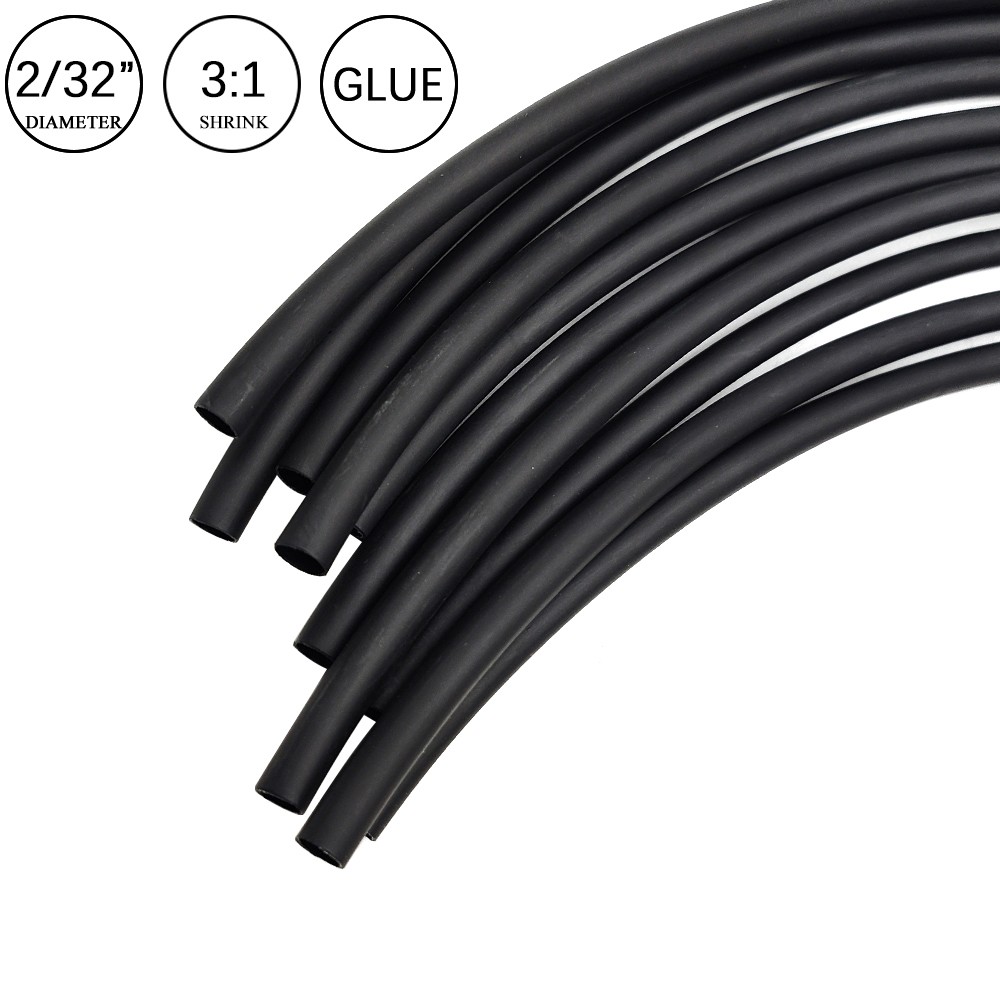 3:1 Heat Shrink Tubing Black Dual Wall Waterproof Glue Wires Wrap (SMALL SIZES)
