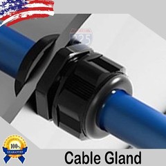 100 Pcs PG13.5 Black Nylon Waterproof Cable Gland 6-12mm Dia w Lock-Nut & Gasket