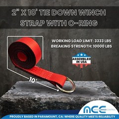 USA 2″ x 10′ Winch Lasso Strap O Ring Tow Truck Trailer Wheel-Lift Tire Harness