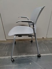 Herman Miller Caper Side Chair W/ Wheels Light Grey Silver seat great condition.