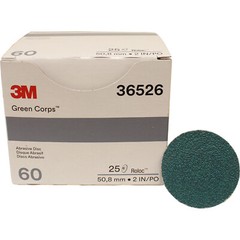 3M 36526 2″ 60 Grit Roloc Green Corps Abrasive Disc – Box of 25