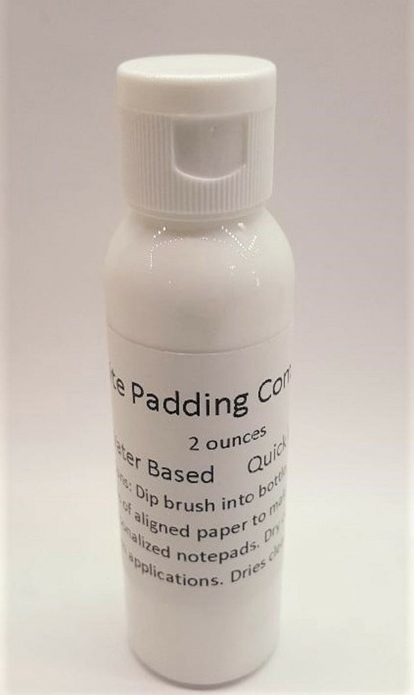 White Padding Compound Dries Clear Quick Dry 2 Oz Bottle DIY Custom Notepads