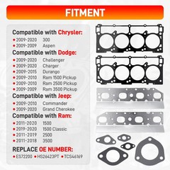 HS26423PT 5.7L HEMI Gasket Set w/ Head Bolts for Dodge Ram Chrysler Jeep ES72200
