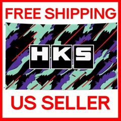HKS Power 3×5 FT Nobori Banner Flag Sign JDM Performance Car Racing Garage