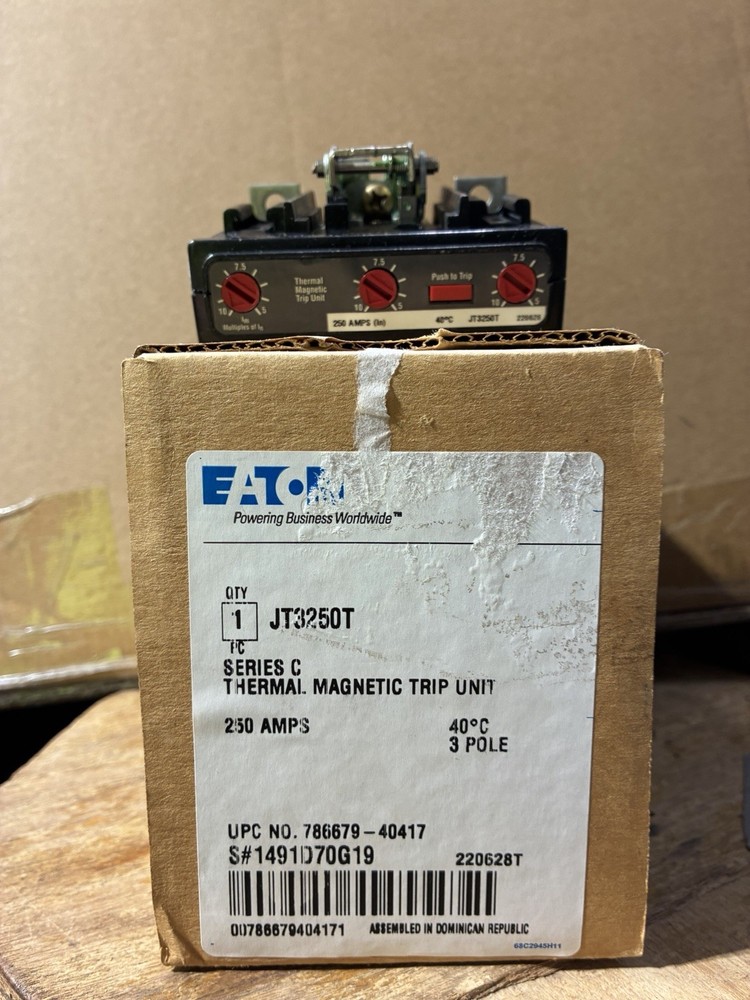 Eaton JT3250T 250A Thermal Magnetic Trip Unit for Breaker Frame